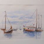 314 Schiermonnikoog, jachthaven, aquarel, 2008 (30x40)